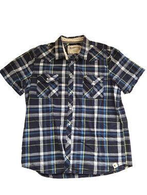 Men's Pearl Snap Western Inspired Short Sleeve Plaid Shirt By Roebuck And Co, XL